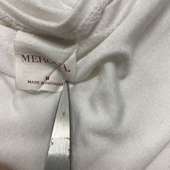 Merona Beach Coverup Womens Size Medium White Rayon Short Sleeved Knee Length - Picture 7 of 7